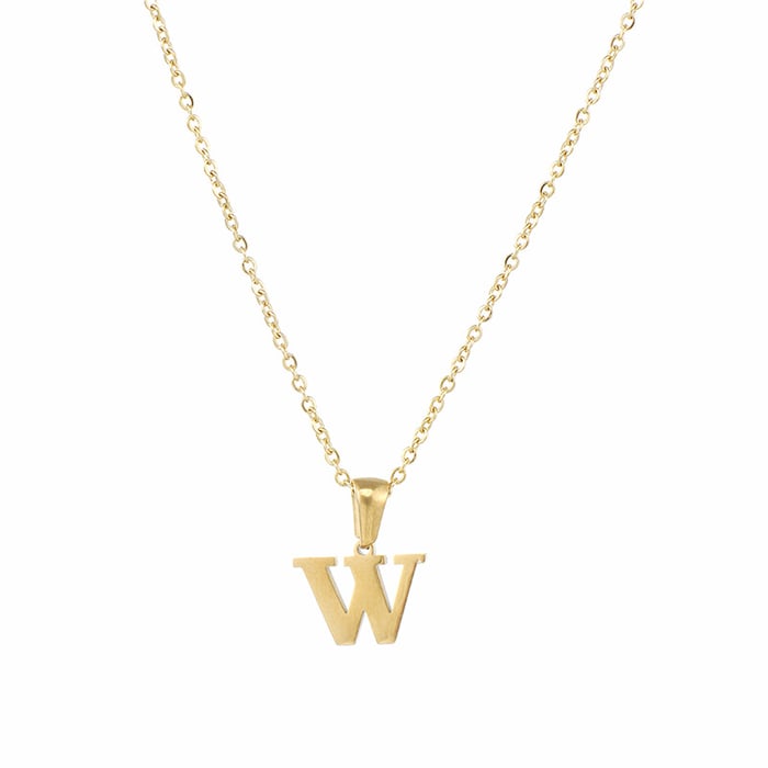 1 Piece Simple Series Simple Letter W Stainless Steel  Gold Color Women's Pendant Necklaces 